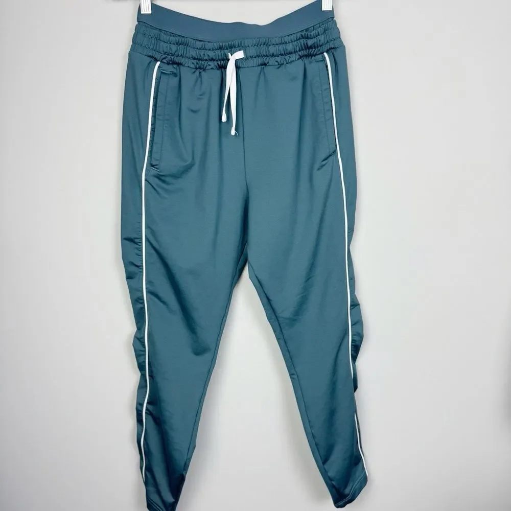 GYMSHARK | Teal Layered Drawstring Waist Track Pants with Stripe Men’s Size M